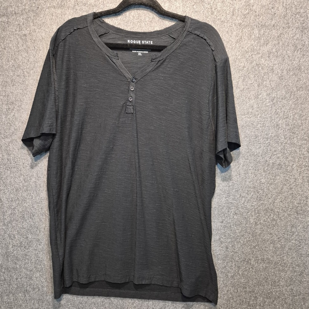 Rouge State Mens XL Henley Grunge Rugged Casual Minimalist Streetwear Slub Knit